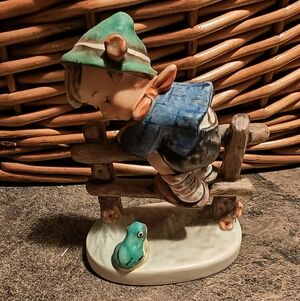 Goebel Vintage 1943 Boy Figurine with Green Hat and Blue Jacket